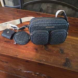 Michael Kors Tech in Admiral Blue Logo Crossbody Bag with Strap Pouches